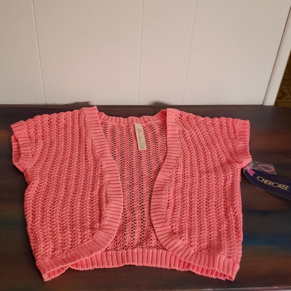 NWT Bright Coral Cherokee Loose Knit Shrug Sweater